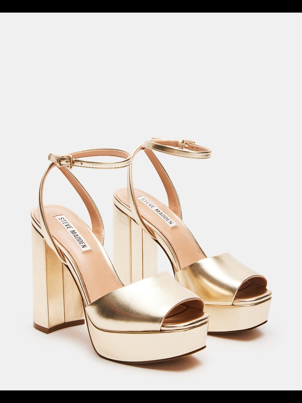 Steve Madden Gold Platform Block-Heel Sandals